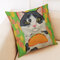かわいい猫パターンコットンリネン枕カバーソファクッション車の枕カバー - D