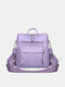 Women Fashion Faux Leather Large Capacity Multi-Carry Backpack Crossbody Bag - Purple