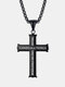 Trendy Simple Letter Pattern Cross-shaped Pendant Titanium Steel Necklace - Black