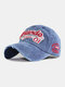 Men Washed Cotton Embroidery Baseball Cap Outdoor Sunshade Adjustable Hats - Navy