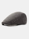 Men Felt Solid Color Patchwork Outdoor Leisure Vintage Wild Forward Hat Flat Cap - Dark Gray