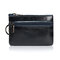 Genuine Leather Small Portable Coin Bag Card Holder Key Bags - Blue