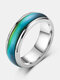 Trendy Personality Temperature-sensitive Discoloration Circle-shaped Stainless Steel Couple Ring - Silver