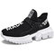Men Stylish Letter Pattern Comfy Breathable Soft Sole Running Casual Sneakers - Black