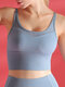 Women Sports Bra Shockproof Mesh Patchwork Long Lined Yoga Running Vest - Light Blue