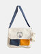 Women Plush Embroidered Cartoon Patchwork Crossbody Bag Shoulder Bag - Blue