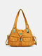 Women Faux Leather Multi-Pocket Large Capacity Shoulder Bag Crossbody Bags - Yellow