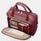 Women Designer Multifunction Multi-pocket Waterproof  Travel Laptop Bag Briefcase Business Handbag Crossbody Bag - Red wine