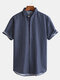 Men's Summer Fashion Casual Short-Sleeved Shirt Geometric Print Tops - Blue