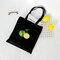 Women Canvas Lemon Print Handbag Shoulder Bag - Black