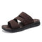 Men Open Toe House Slippers Outdoor Beach Shoes - Coffee