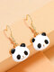 Winter Olympics Beijing 2022 Trendy Lovely Oil Drop Panda Head Shape Alloy Earrings - Black&White