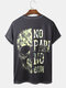Mens Camo Skull Slogan Back Print Short Sleeve Street T-Shirts - Black