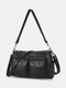 Women PU Leather Large Capacity Multi-pocket Vintage 6.5 Inch Phone Bag Crossbody Bags Shoulder Bag - Black