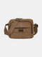 Menico Men's Washed Canvas Casual Simple Shoulder Bag Wear-Resistant Breathable Diagonal Bag - Brown