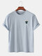 Mens Simple Six Color Cartoon Chest Graphic Loose Cotton T-shirts - Light Blue