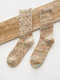 5 paires de chaussettes de chaleur vintage en jacquard à fil épais en acrylique pour femmes - Abricot