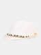 Men Straw Casual Vacation All-match Breathable Sunshade Top Hats Flat Hats - White