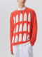 Camiseta masculina com decote redondo e manga comprida sólida - Vermelho Laranja