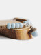 Vintage Pine Cone-shaped Pendant Ceramic Beaded Hand-woven Wax Rope Bracelet - Blue