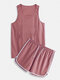 Men Cotton Breathable Cozy Loungewear Sets Two Pieces Plain Loose Comfy Pajamas Tracksuits - Pink