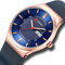 Luxo em aço inoxidável Watch semana Data Display Quartz Watch - Azul