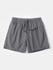 Men Quick Dry Shorts Drawstring Mesh Liner Solid Color Workout Beachwewar Swim Trunks - Dark Gray