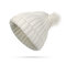 महिला बुनना पोम पोम बाल्टी बेनी कैप Soft आरामदायक फैशनेबल सर्दियों गर्म आउटडोर बर्फ टोपी - सफेद