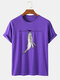 Mens Fishing Shark Graphic Cotton Short Sleeve T-Shirts - Purple