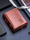Men Anti theft Genuine Leather 15 Card Slots Short Wallet Purse - Coffe with gift box