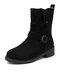 Plus Size Women Solid Color Warm Lining Side-zip Short Calf Boots In Winter - Black