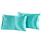 2 pcs/set Soft Silk Satin Pillow Case Bedding Solid Color Pillowcase Smooth Home Cover Chair Seat Decor - Lake Blue
