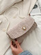 Women Pearl Solid Satchel Shoulder Bag Crossbody Bag - Khaki