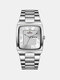 9 Colors Alloy Stainless Steel Men Casual Business Watch Calendar Pointer Quartz Watch - Silver