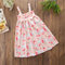 Floral Toddlers Girls Kids Sleeveless Princess Strap Bow Dresses - Pink