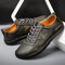 Men Hand Stitching Leather Soft Sole Non Slip Casual Driving Shoes - Green