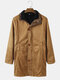 Mens Vintage Woolen Mid-Length Thicken Warm Loose Casual Overcoat - Brown
