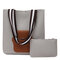 2 PCS/Set Women PU Leather large Capacity Handbags Casual Pure Color Wallet - Grey