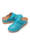 LOSTISY Sandálias de cunha esculpidas com cadarço de dedo do pé fechado confortável slip on cor sólida - azul safira