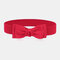 Women Elastic Band Bow Super Wide Waist Hang Buckle Belt Dress Accessories - Red