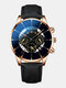 Decorated Pointer Men Business Watch Calendar Stainless Steel Leather Quartz Watch - #17