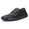 Menico Men Microfiber Leather Hand Stitching Soft Lace Up Casual Shoes - Black