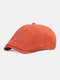 Men Cotton Solid Color Retro Adjustable Sunshade Newsboy Hat Octagonal Hat Flat Caps - Orange