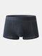 Pure Color Cotton Soft Breathable Boxer Briefs Antibacterial Mesh Liner Crotch Underpant For Men - Dark Blue