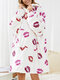 Женское плотное плюшевое теплое повседневное двухстороннее домашнее одеяло по всей поверхности с красными губами, свободное одеяло Толстовка с капюшоном - Белый