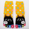 Womens Thick Cotton Long Tube Cartoon Cat Toes Socks Young Stylish Breathable Tube Sports Socks - Yellow