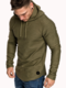 Mens Irregular Hem Hooded Striped Fold Raglan Sleeve O-neck Solid Color Casual Sweatshirt - Army Green