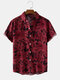 Мужские праздничные рубашки с коротким рукавом и цветочным принтом Растение с лацканами - Красный