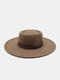 Unisex Woolen Felt Solid Color Bandage Bowknot Decoration Concave Top Fedora Hat - Dark Coffee