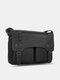 Menico Men's Faux Leather Business Casual Large Capacity Crossbody  Bag - Black